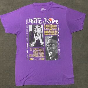 Philcos Poetic Justice Tupac Shakeur Purple Graphic T-Shirt Sz medium Vtg 1993